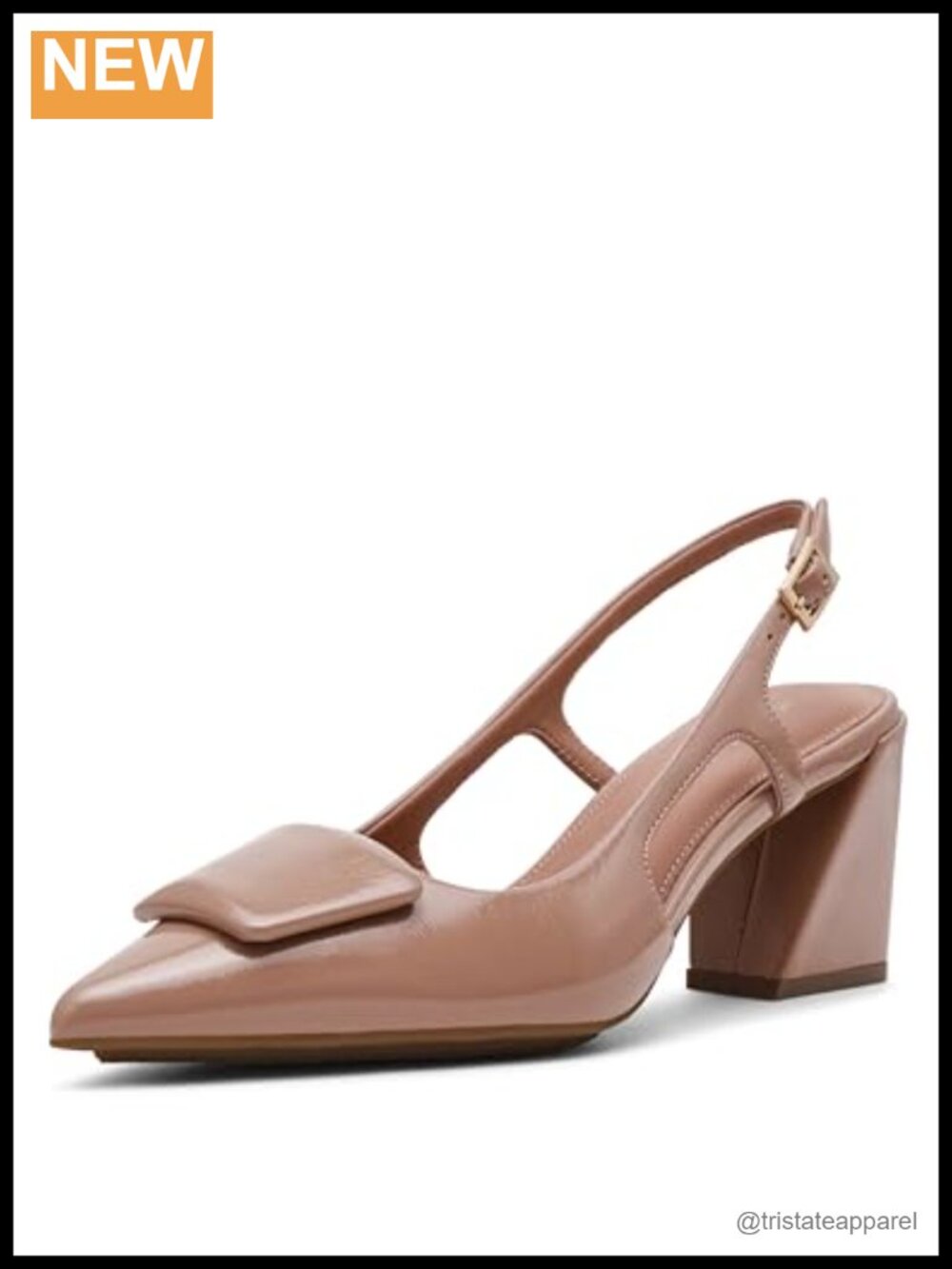 Pointed Toe Slingback Block Heel Pumps
